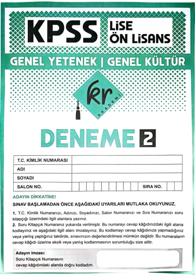 Lise Önlisans TG Deneme 2 60 Deneme KR Akademi