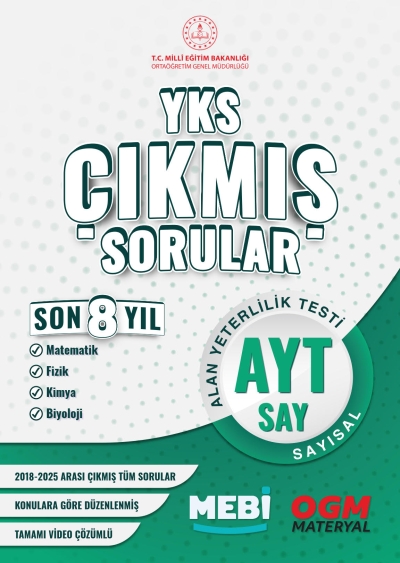 YKS Çıkmış Sorular AYT Sayısal Son 8 Yıl (2018-205) MEB OGM Fenomen Fotokopi - YKS - KPSS - ALES