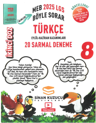 Sinan Kuzucu Yayınları 8. Sınıf İkinci Doz Türkçe 20 Sarmal Deneme Fenomen Fotokopi - YKS - KPSS - ALES