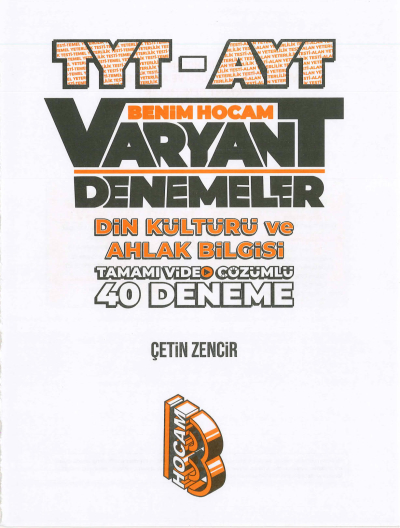 TYT-AYT DİN KÜLTÜRÜ VE AHLAK BİLGİSİ VARYANT 40 DENEME Fenomen Fotokopi - YKS - KPSS - ALES