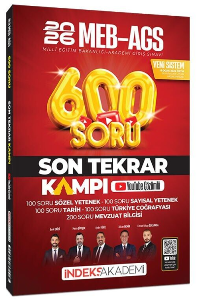 2026 MEB-AGS Son Tekrar Kampı 600 Soru Bankası Youtube Video Çözümlü İndeks Akademi Yayıncılık Fenomen Fotokopi - YKS - KPSS - ALES