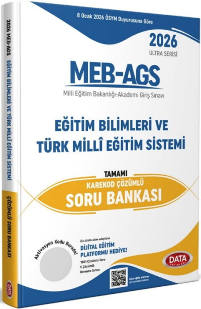 2026 MEB AGS Ultra Serisi Eğitimin Temelleri Türk Milli Eğitim Sistemi Tamamı Çözümlü Soru Bankası Data Yayınları Fenomen Fotokopi - YKS - KPSS - ALES