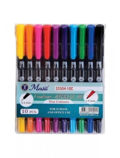 Masis Fineliner Apollo 55 İki Uçlu Kalem 10Lu Fenomen Fotokopi - YKS - KPSS - ALES