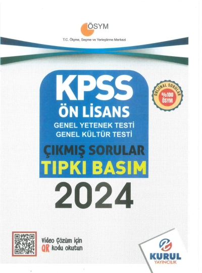 Ön Lisans KPSS Son 5 Sınav GY-GK Çıkmış Sorular Tıpkı Basım Kurul Yayınları (2016-2024) Fenomen Fotokopi - YKS - KPSS - ALES