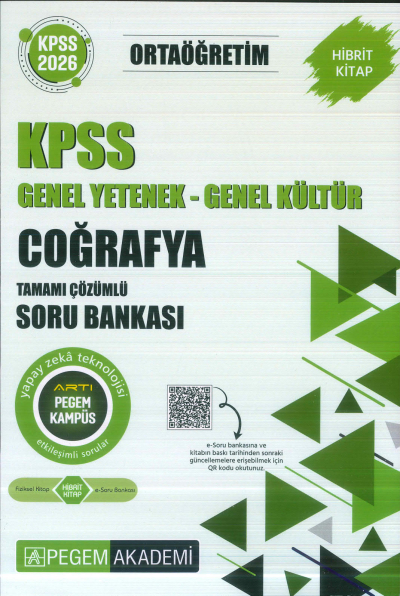 Ortaöğretim KPSS Coğrafya Tamamı Çözümlü Soru Bankası Pegem Akademi Fenomen Fotokopi - YKS - KPSS - ALES