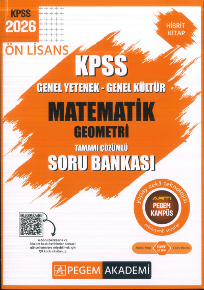 Ön Lisans KPSS Matematik-Geometri Tamamı Çözümlü Soru Bankası Pegem Akademi Fenomen Fotokopi - YKS - KPSS - ALES