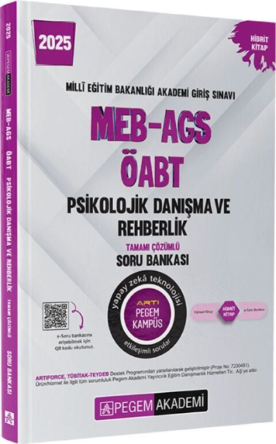 2025 MEB-AGS-ÖABT Psikolojik Danışma ve Rehberlik Tamamı Çözümlü Soru Bankası Pegem Akademi Yayıncılık