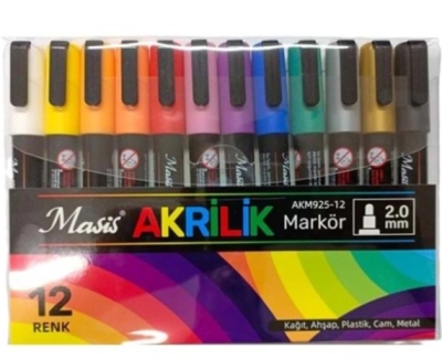 Masis 12 AKRİLİK MARKÖRÜ AKM925-12 Fenomen Fotokopi - YKS - KPSS - ALES