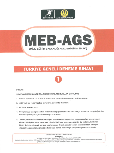 2025 MEB AGS TÜRKİYE GENELİ DENEME SINAVLARI TASARI DEV KADRO 1-2-3 DENEMELER (CEVAP ANAHTARLI) Fenomen Fotokopi - YKS - KPSS - ALES