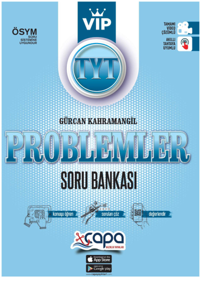 TYT VİP Problemler Tamamı Video Çözümlü Soru Bankası Çapa Yayınları Fenomen Fotokopi - YKS - KPSS - ALES