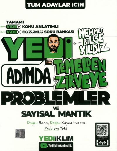 KPSS-ALES-DGS Yedi Adımda Temelden Zirveye Problemler ve Sayısal Mantık Video Konu Anlatımlı Video Çözümlü Soru Bankası Yediiklim Yayınları Fenomen Fotokopi - YKS - KPSS - ALES