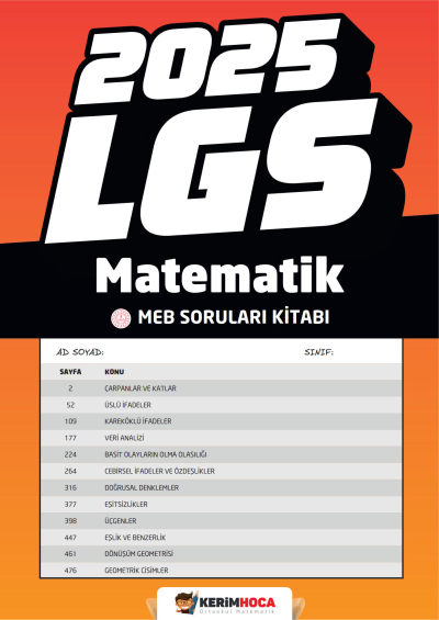 2025 LGS Matematik Meb Soruları Kitabı Kerim Hoca Fenomen Fotokopi - YKS - KPSS - ALES