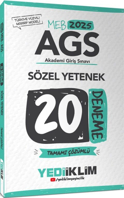 2025 MEB AGS Sözel Yetenek Tamamı Çözümlü 20 Deneme Yediiklim Yayınları Fenomen Fotokopi - YKS - KPSS - ALES