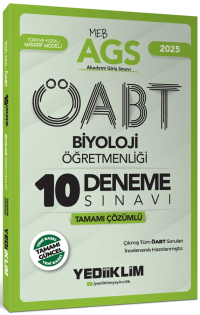 2025 MEB AGS ÖABT Biyoloji Öğretmenliği Tamamı Çözümlü 10 Deneme Sınavı Yediiklim Yayınları Fenomen Fotokopi - YKS - KPSS - ALES
