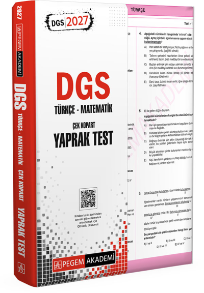 2027 DGS Türkçe Matematik Yaprak Test Pegem Akademi Fenomen Fotokopi - YKS - KPSS - ALES