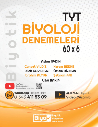 TYT Biyoloji Biyotik 60 x 6 Denemeleri Biyotik Yayınları Fenomen Fotokopi - YKS - KPSS - ALES