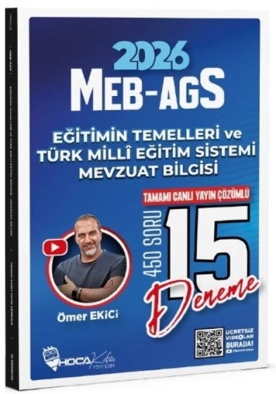 2026 MEB AGS Eğitimin Temelleri ve Türk Milli Eğitim Sistemi Mevzuat Bilgisi 15 Deneme Hoca Kafası Fenomen Fotokopi - YKS - KPSS - ALES
