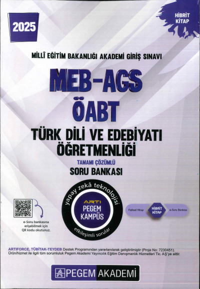 2025 MEB-AGS-ÖABT Türk Dili ve Edebiyat Tamamı Çözümlü Soru Bankası Pegem Akademi Yayıncılık