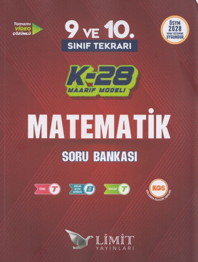 2028 TYT 9. ve 10. Sınıf Tekrarı Matematik K-28 Maarif Model Soru Bankası Limit Yayınları Fenomen Fotokopi - YKS - KPSS - ALES
