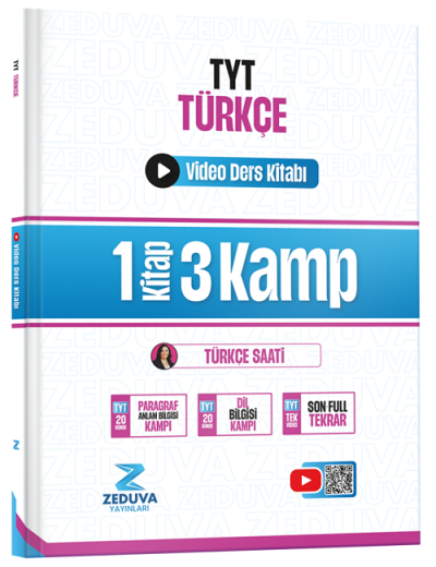 Türkçe Saati TYT Türkçe 1 Kitap 3 Kamp Video Ders Kitabı Zeduva Yayınları Fenomen Fotokopi - YKS - KPSS - ALES