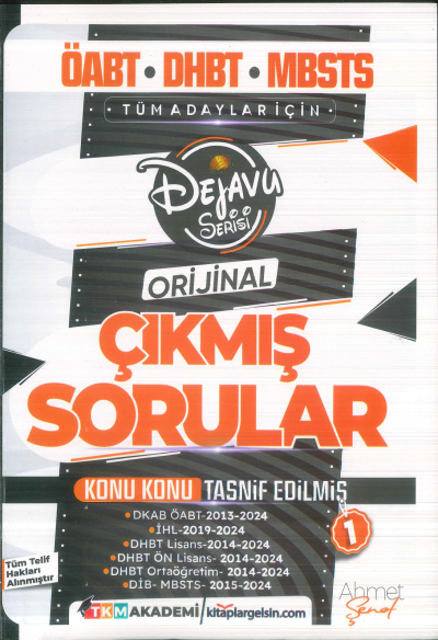 2025 ÖABT DHBT MBSTS Din Kültürü ve Ahlak Bilgisi Dejavu Orijinal Çıkmış Sorular Seti 1. Kitap TKM Akademi Fenomen Fotokopi - YKS - KPSS - ALES