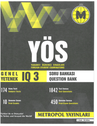 YÖS Genel Yetenek (IQ) Tüm Konular Soru Bankası Metropol Yayınları