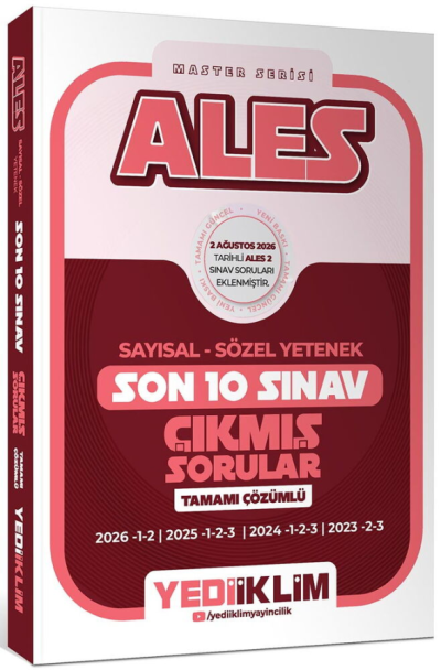 ALES Sayısal Sözel Yetenek Tamamı Çözümlü Son 10 Sınav Çıkmış Sorular Yediiklim Yayınları Fenomen Fotokopi - YKS - KPSS - ALES