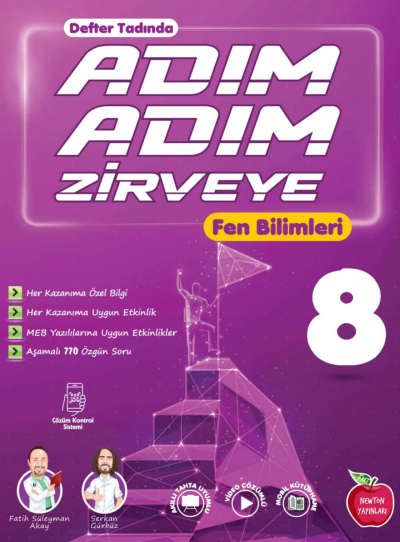 8. Sınıf Adım Adım Zirveye Fen Bilimleri Soru Bankası Newton Yayınları Fenomen Fotokopi - YKS - KPSS - ALES
