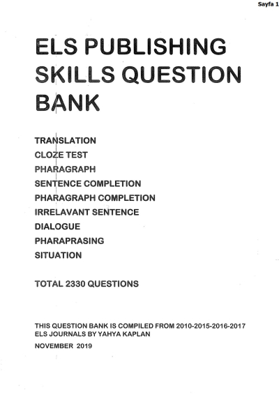 ELS Publishing Skills Question Bank Fenomen Fotokopi - YKS - KPSS - ALES