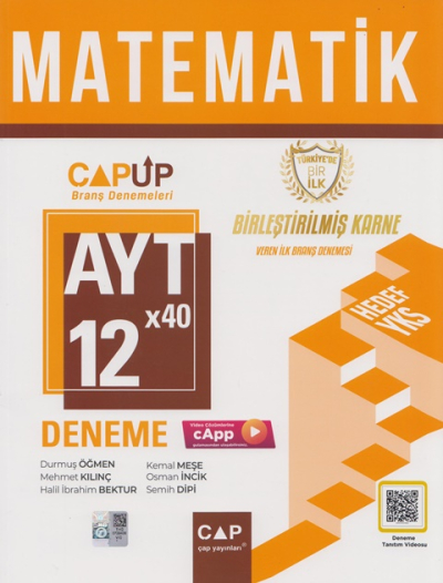 AYT Matematik Birleştirilmiş Karne 12x40 UP Deneme Video Çözümlü Çap Yayınları Fenomen Fotokopi - YKS - KPSS - ALES