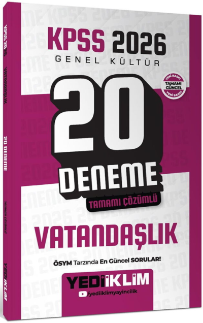 2026 KPSS Genel Kültür Vatandaşlık Tamamı Çözümlü 20 Deneme Yediiklim Yayınları Fenomen Fotokopi - YKS - KPSS - ALES