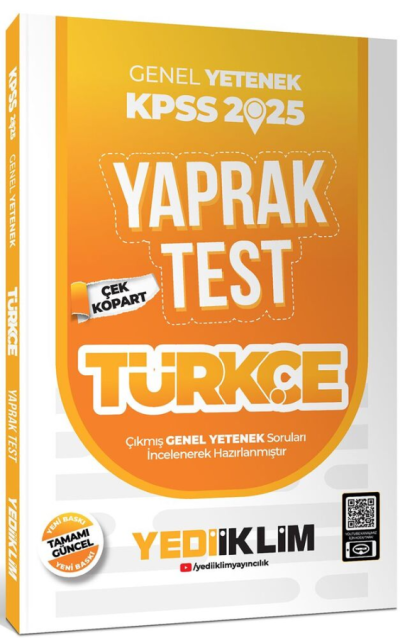 2025 KPSS Türkçe Yaprak Test Yediiklim Yayınları Fenomen Fotokopi - YKS - KPSS - ALES