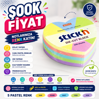 Neon 250 Yaprak Yapışkanlı 51x51 Küp Not Kağıdı Fenomen Fotokopi - YKS - KPSS - ALES