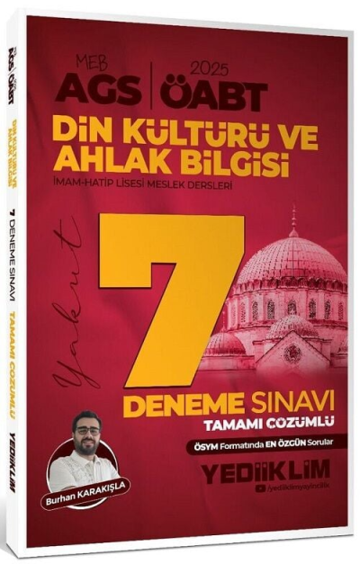 2025 ÖABT MEB-AGS Din Kültürü ve Ahlak Bilgisi Öğretmenliği 7 Deneme Çözümlü - Burhan Karakışla Yediiklim Yayınları