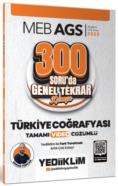 2025 MEB AGS Türkiye Coğrafyası 300 Soruda Tamamı Video Çözümlü Genel Tekrar Kampı Yediiklim Yayınları Fenomen Fotokopi - YKS - KPSS - ALES