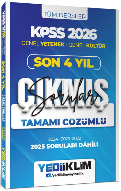 2026 KPSS Genel Yetenek Genel Kültür Son 4 Yıl (2022-2025) Tamamı Çözümlü Çıkmış Sorular Yediiklim Yayınları Fenomen Fotokopi - YKS - KPSS - ALES
