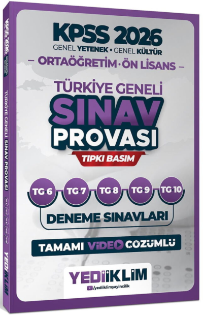 2026 KPSS Lise Ortaöğretim Ön Lisans Türkiye Geneli Sınav Provası 5 Deneme Çözümlü (6-7-8-9-10) Yediiklim Yayınları Fenomen Fotokopi - YKS - KPSS - ALES