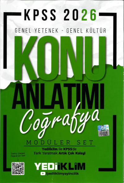 COĞRAFYA Yediiklim 2026 KPSS Genel Yetenek Genel Kültür Konu Anlatımı Modüler Yediiklim Yayınları
