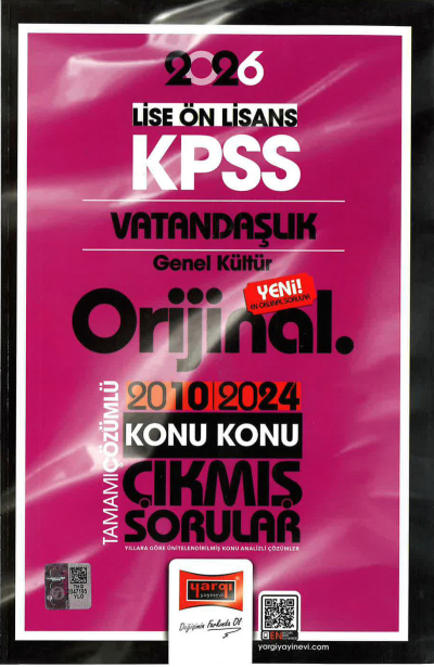 2026 KPSS Lise-Önlisans Vatandaşlık Orijinal 2010-2024 Konu Konu Çıkmış Sorular Yargı Yayınları Fenomen Fotokopi - YKS - KPSS - ALES