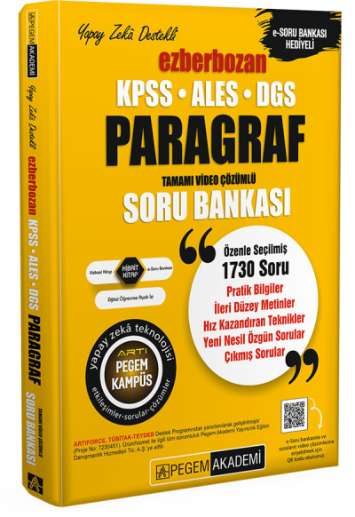 2026 AGS-KPSS-ALES-DGS Ezberbozan Paragraf Tamamı Video Çözümlü Soru Bankası Pegem Akademi Yayıncılık Fenomen Fotokopi - YKS - KPSS - ALES