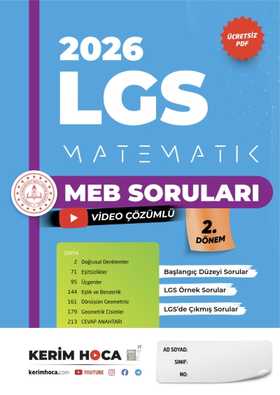 2026 LGS Matematik Meb Soruları Kitabı Kerim Hoca Fenomen Fotokopi - YKS - KPSS - ALES