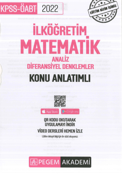 İLKÖĞRETİM MATEMATİK ANALİZ- DİFERANSİYEL DENKLEMLER KONU ANLATIMLI Fenomen Fotokopi - YKS - KPSS - ALES