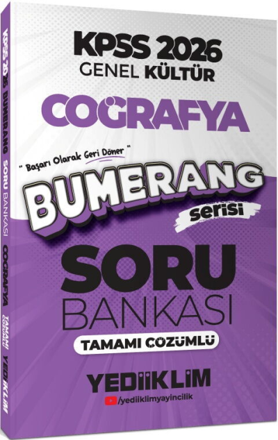 2026 KPSS Genel Kültür Bumerang Coğrafya Tamamı Çözümlü Soru Bankası Yediiklim Yayınları Fenomen Fotokopi - YKS - KPSS - ALES