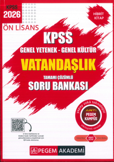 Ön Lisans KPSS Vatandaşlık Tamamı Çözümlü Soru Bankası Pegem Akademi Fenomen Fotokopi - YKS - KPSS - ALES