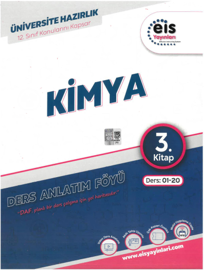 YKS Mavi Set DAF Kimya Ders Anlatım 3.Kitap EIS Yayınları Ders:01-20 12. Sınıf Konularını Kapsar