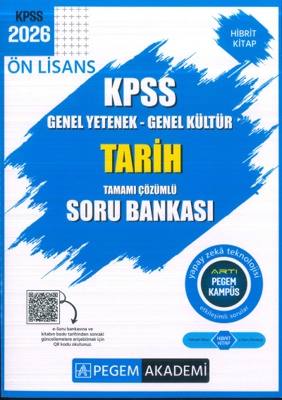 Ön Lisans KPSS Tarih Tamamı Çözümlü Soru Bankası Pegem Akademi Fenomen Fotokopi - YKS - KPSS - ALES