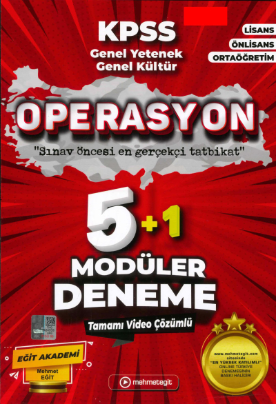 KPSS Genel Kültür Genel Yetenek Operasyon 5 Deneme Video Çözümlü Mehmet Eğit Yayınları Fenomen Fotokopi - YKS - KPSS - ALES