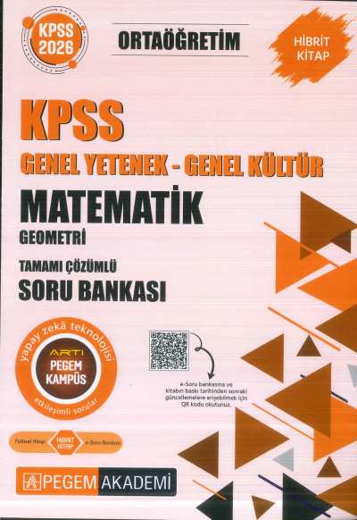 Ortaöğretim KPSS Matematik - Geometri Tamamı Çözümlü Soru Bankası Pegem Akademi Fenomen Fotokopi - YKS - KPSS - ALES