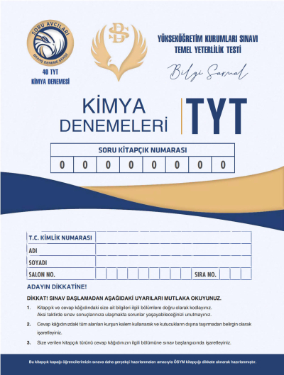 TYT KİMYA DENEMELERİ 40*7 Fenomen Fotokopi - YKS - KPSS - ALES