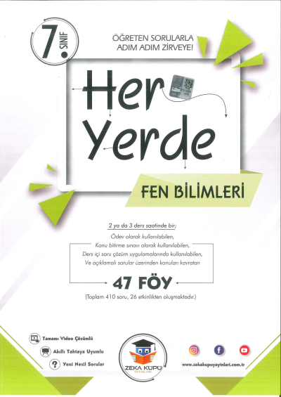 7. Sınıf Her Yerde Fen Bilimleri Soru Bankası Zeka Küpü Yayınları Fenomen Fotokopi - YKS - KPSS - ALES
